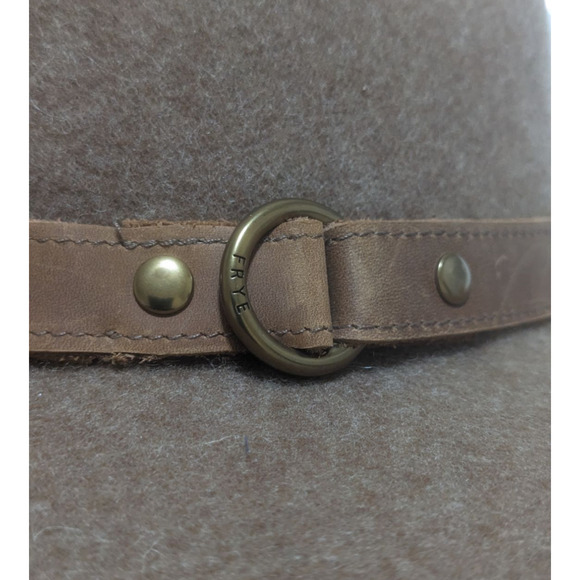 FRYE Felt Fedora Hat Tumbleweed Tan Wool‎ Tall Crown Leather Band Western Size M - Picture 3 of 7
